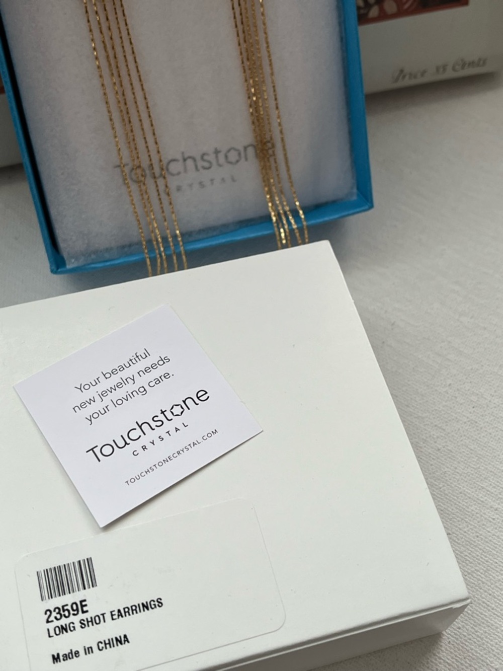 TSC Swarovski Gold Drop Earrings with Clear Swarovski Crystals - Picture 6 of 6